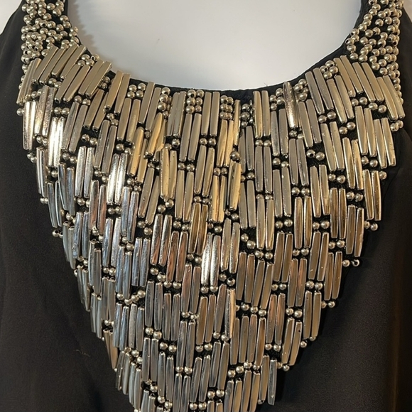 Elegant Black Halter Top with Silver Embellishments - Picture 4 of 5